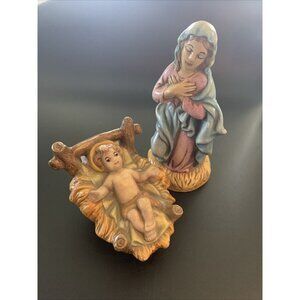 Vintage Nativity Set 2 Pc Mary & Baby Jesus Ceramic Atlantic Mold